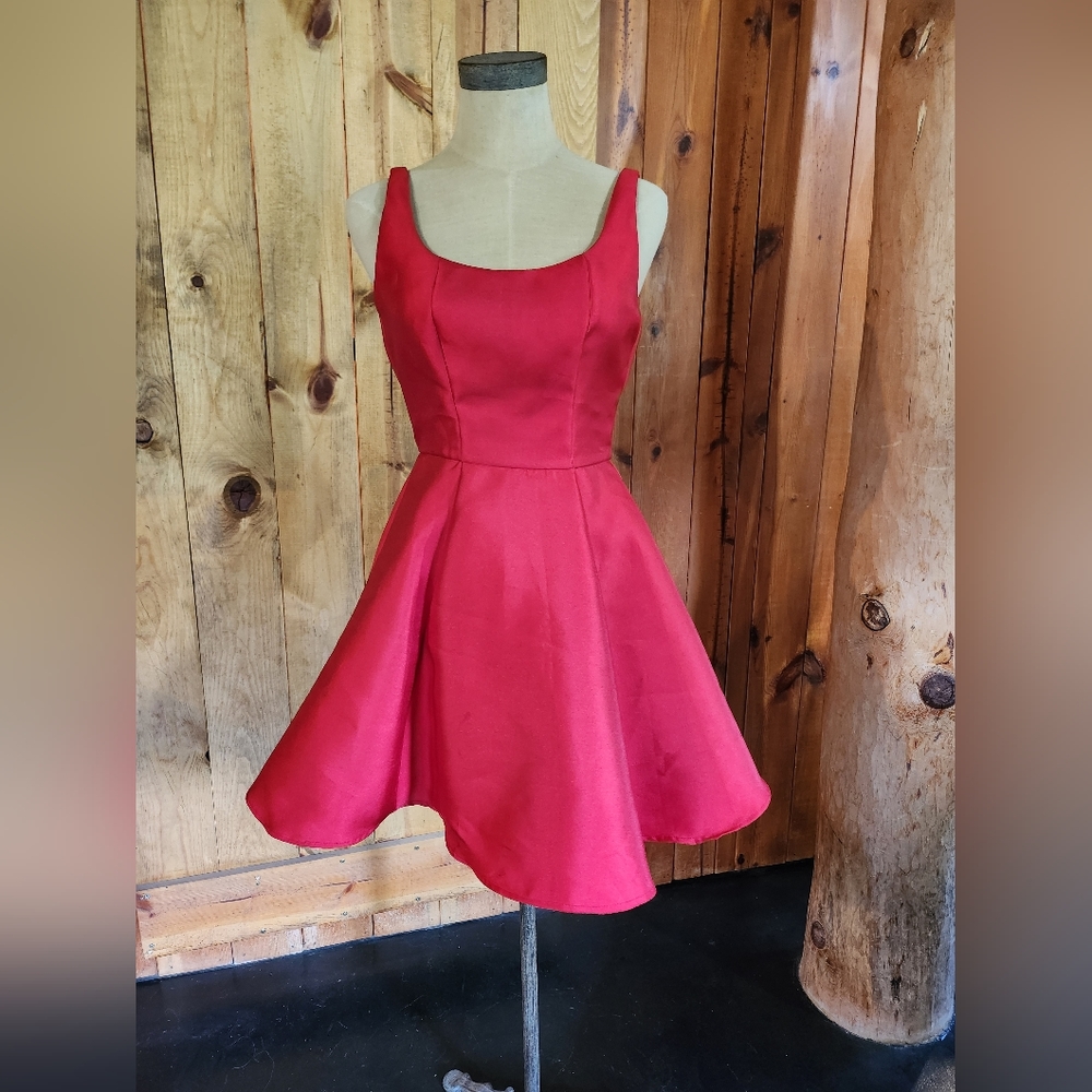 Vibrant red mini fit n flare party dress! XXS